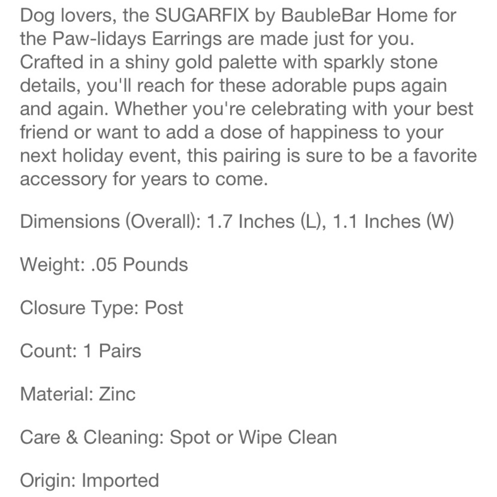 SUGARFIX by BaubleBar Home for the Paw-lidays Earrings  NWT Labradoodle Dog Bow - Picture 3 of 6